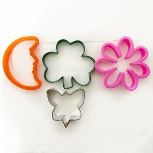 Shamrock Cookie Cutter Plastic Flower Moon Face Metal Butterfly Lot of 4